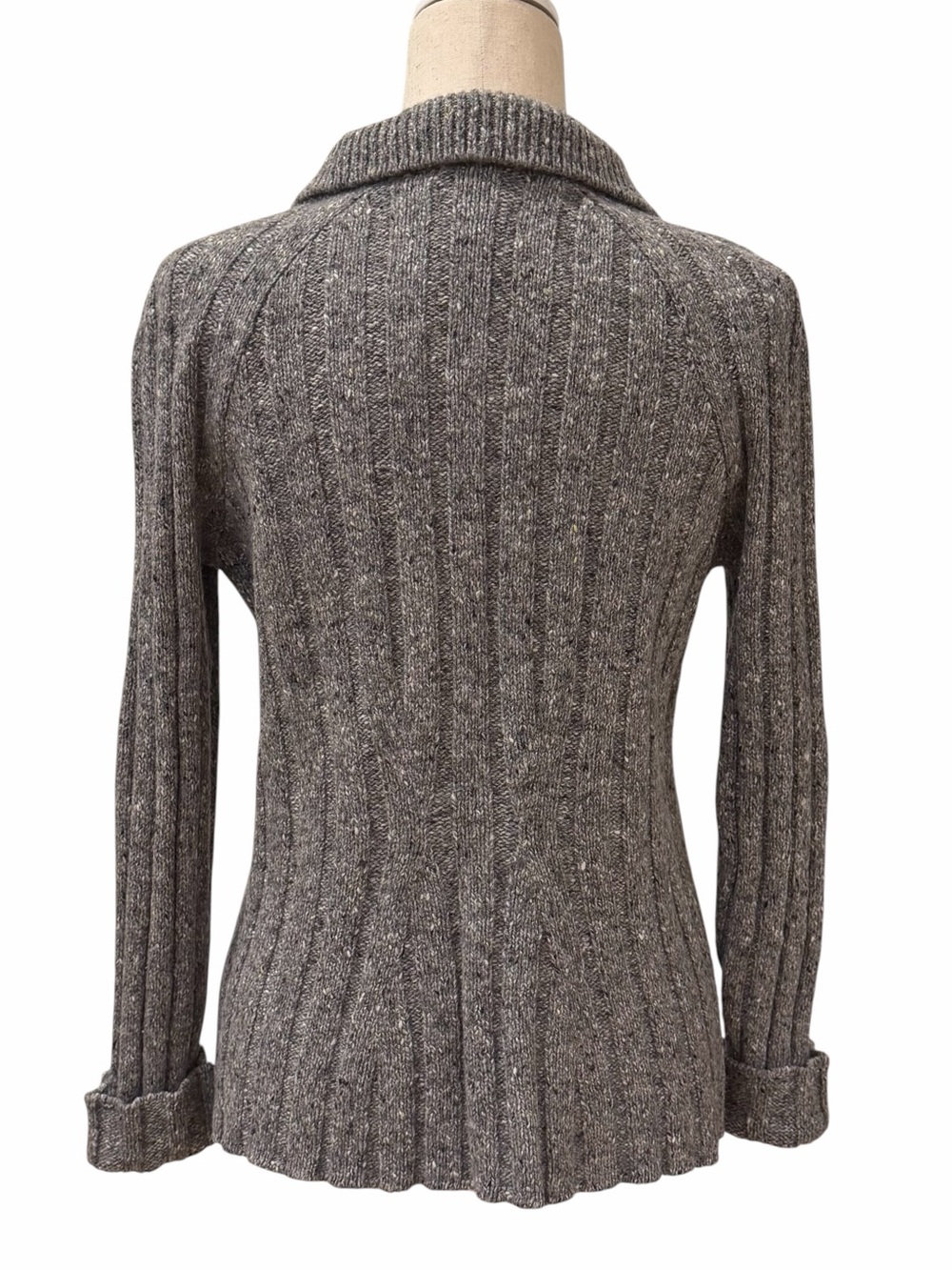 Lamberto Losani Italy Wool Cashmere Cable Knit Cardigan Jacket Gray M - Picture 4 of 6